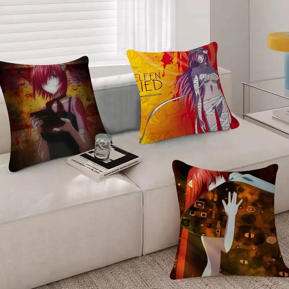 Anime E-Elfen Lied Pillow Case Sofa Cushion Cover Home Decoration Living Room Office Car Pillowcase