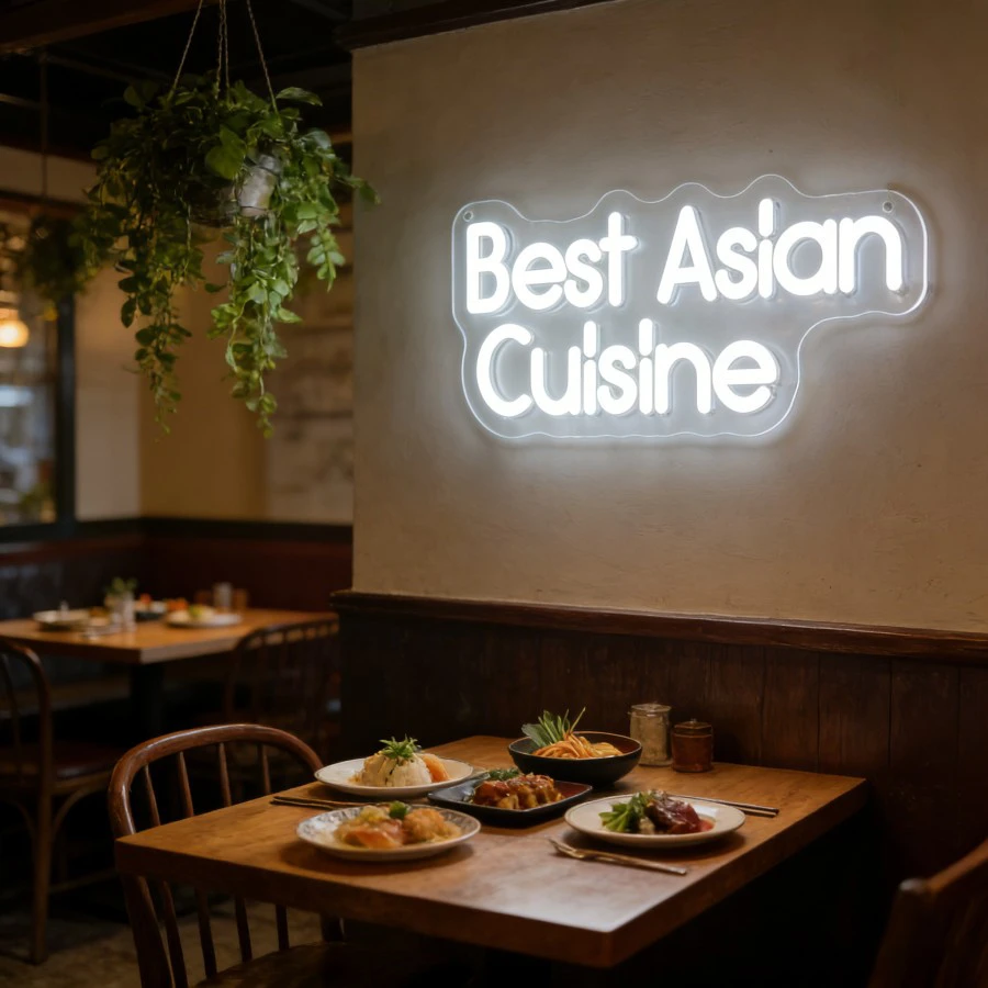Best Asian Cuisine Neon Sign LED Marquee Light for Restaurant Cafe Decor Gaming Room Setup Aesthetic Gift USB Reusable Wall Art
