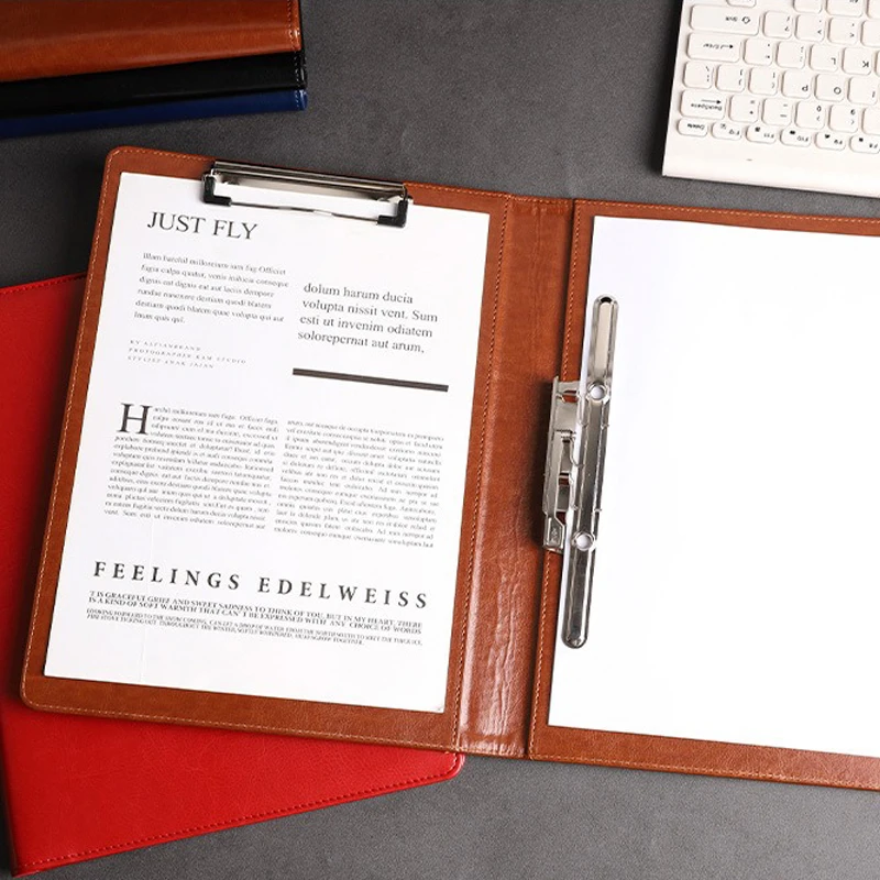 Legal Folder Size A4 Conference  Padfolio Portfolio Folder Leather Paper Holder Organizer of Document Metal Clip Clip Board
