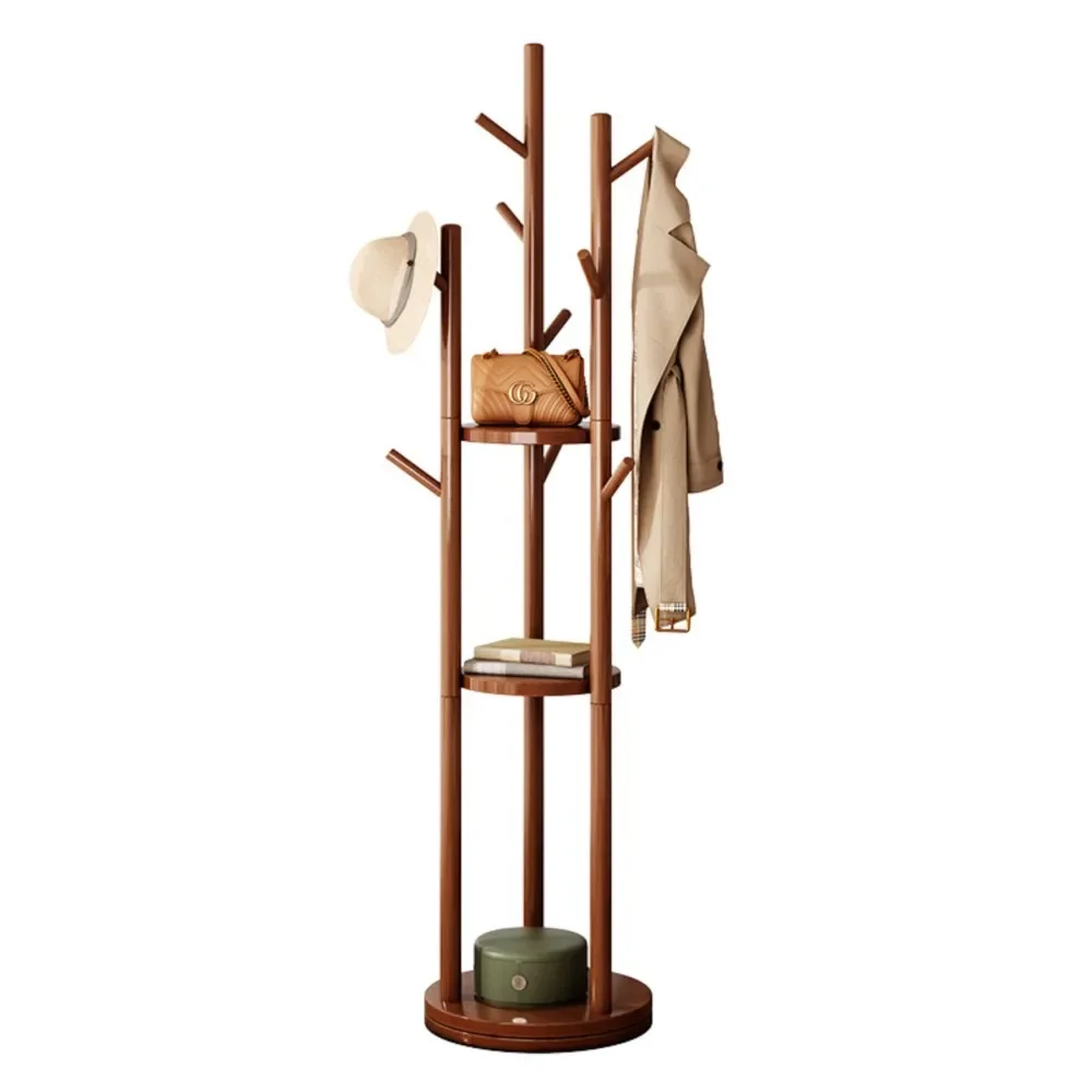 

OLEVO Solid Wood Coat And Hat Rack Double-sided Rotating Chassis Stable And Practical Improves Space Utilization Efficiency