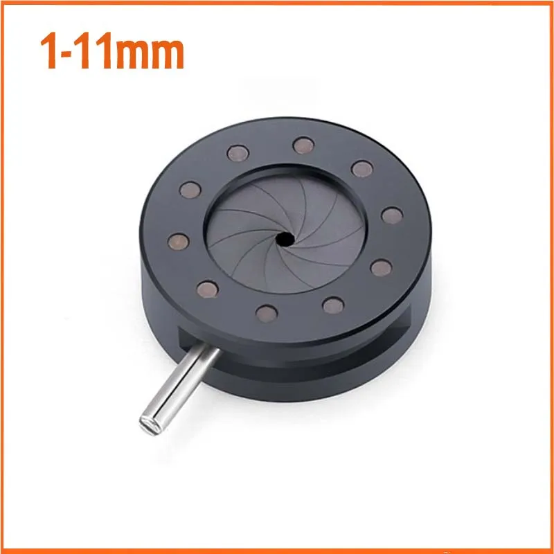 1-11MM Zoom di amplificazione Iris ottico Aperture a membrana Condensatore 10 lame per adattatore per microscopio per fotocamera digitale