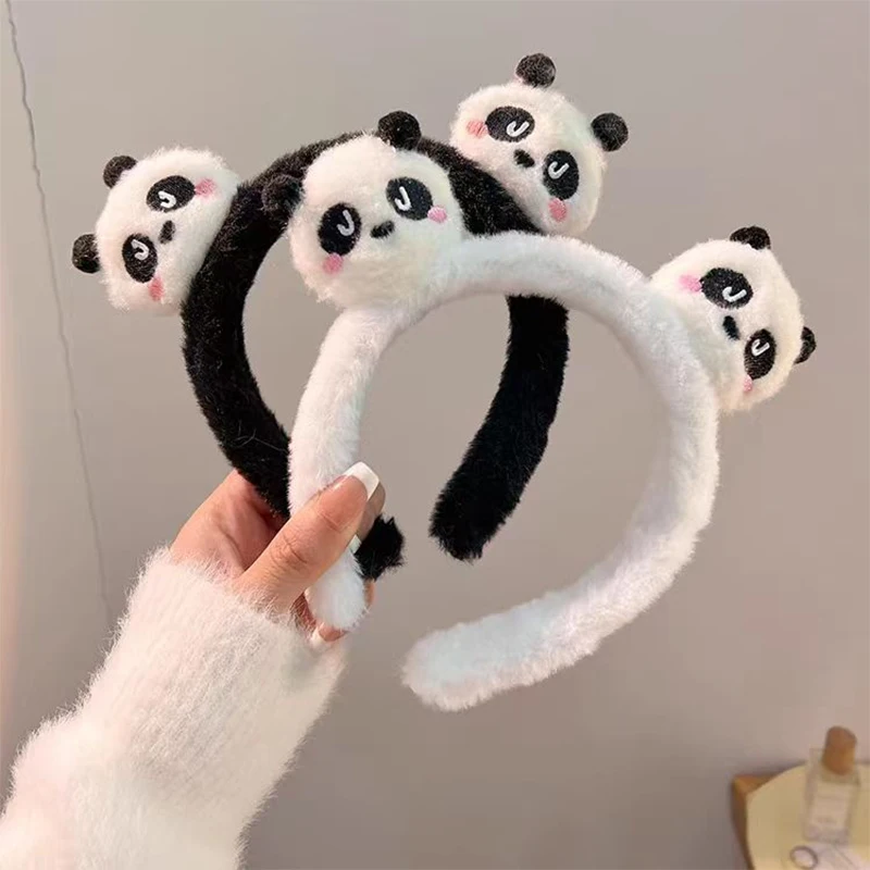 AISHG Cute Panda Hair Bands Women Face Wash Special Non-slip Headband Cartoon Plush Wide Edge Headband Girls Hair Accessories