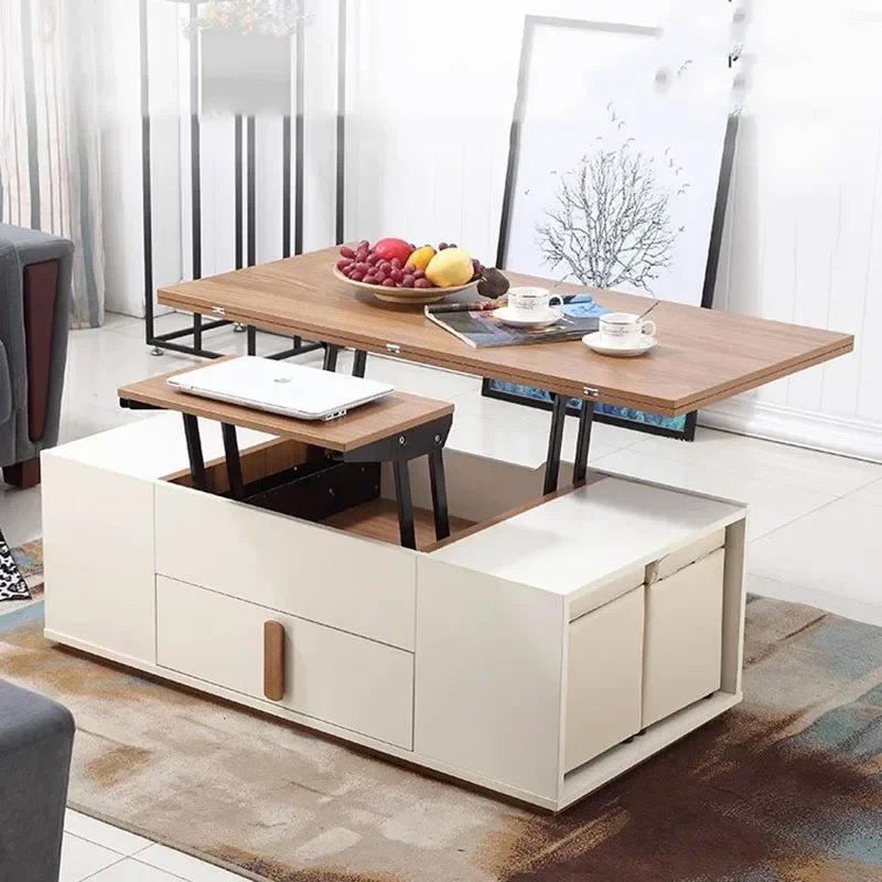 Branco minimalista Kaffee Tische Móveis, Living Luxury Coffee Table, Organizador moderno, Mesa Lateral, Mesa de café móvel