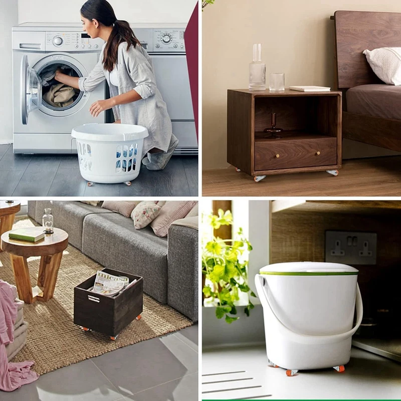 ABNO-0.5In Oval Plate Self-Adhesive Caster Wheels, 360° Swivel, Strong Nano Adhesive, 30 Lbs Load Capacity Per Caster 20Pack