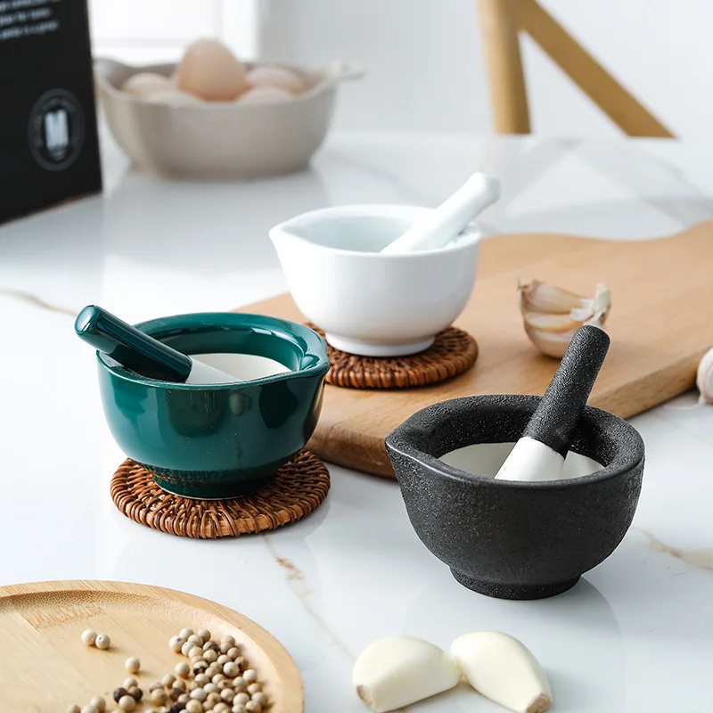 Mini Ceramics Grinding Bowl Household Spices Teas Grinder Set Fits Baby Food Herb Garlic Pepper Chinese Kitchen Grinding Tools