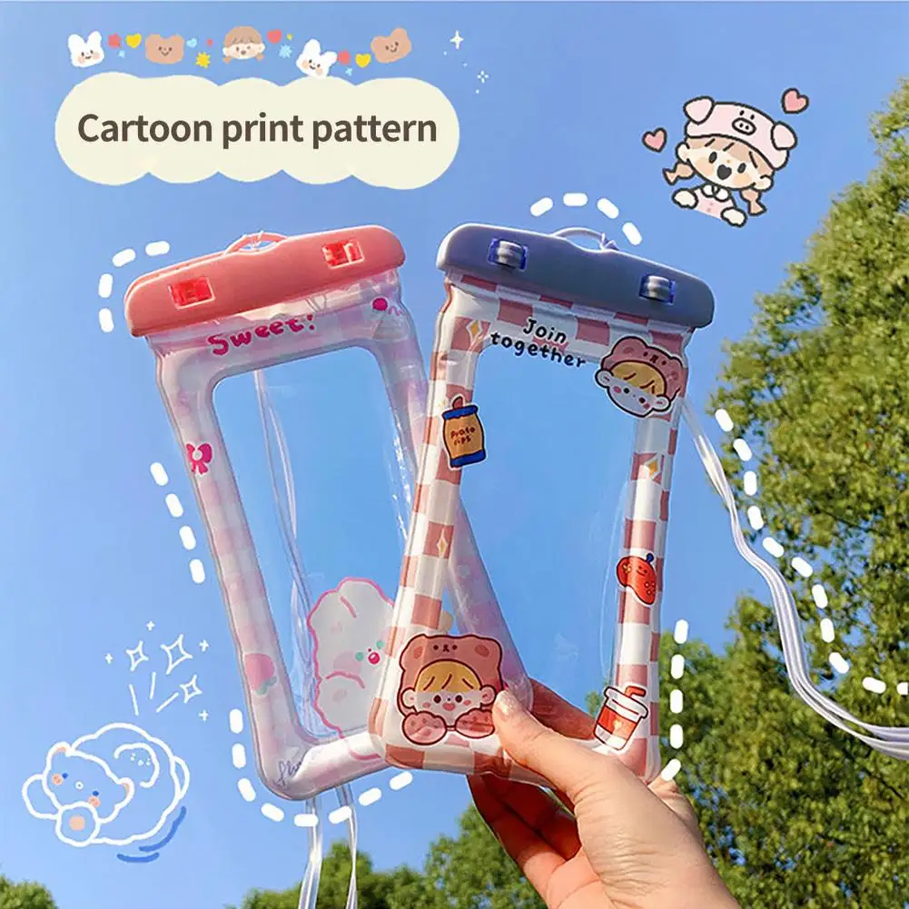 Portable Waterproof Phone Pouch Eco-friendly Highly Clear Creative Cartoon Swim Pool Phone Underwater Case