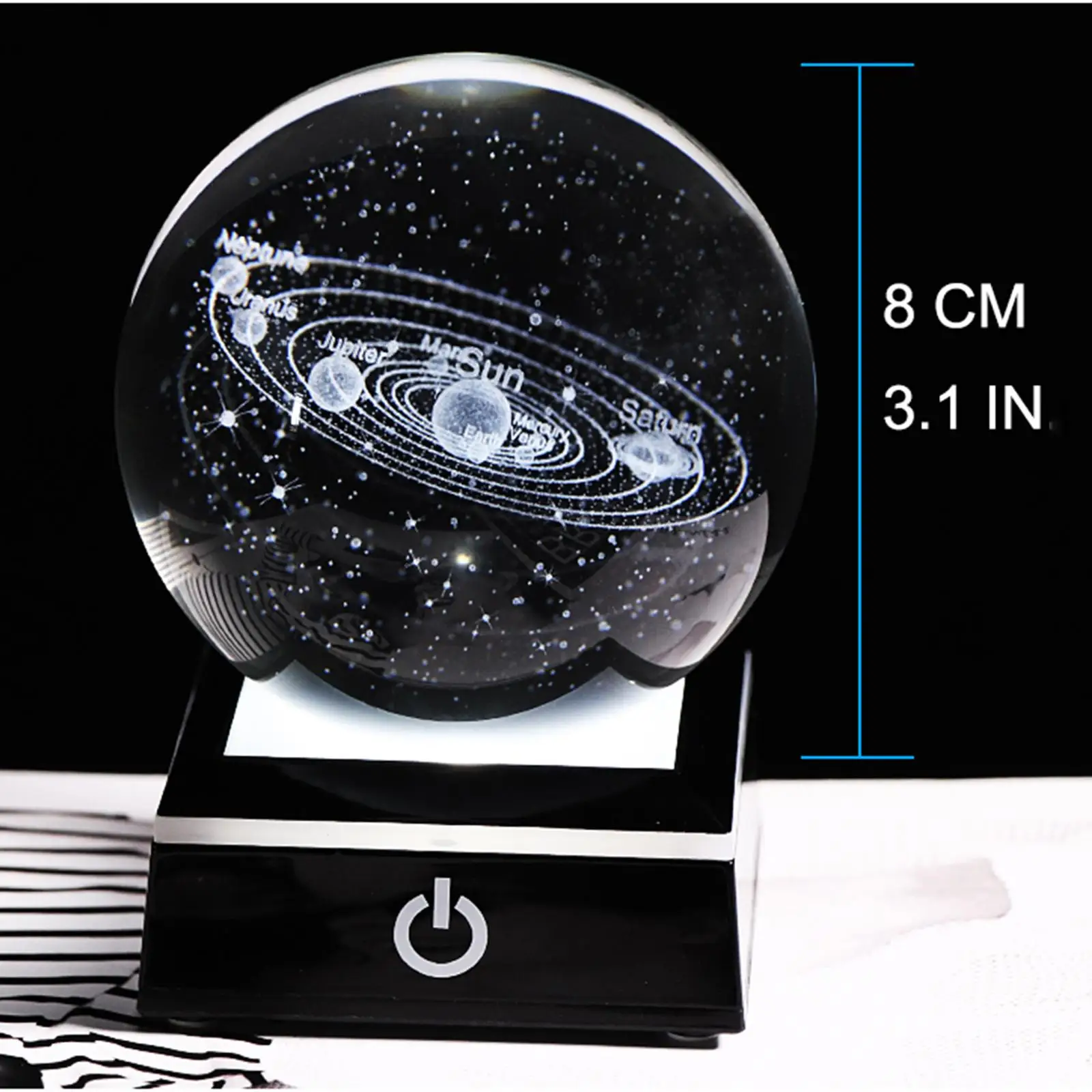 8cm 3D Galaxy Crystal Ball with LED Lamp Base Gifts for Home Decoration