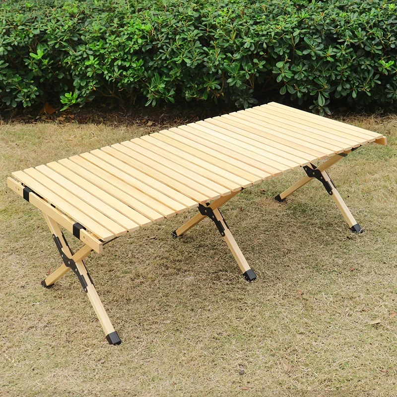 Camping Table Heavy Duty Wood Roll Up Table Folding Wood Table for Camping Outdoor Indoor Picnic