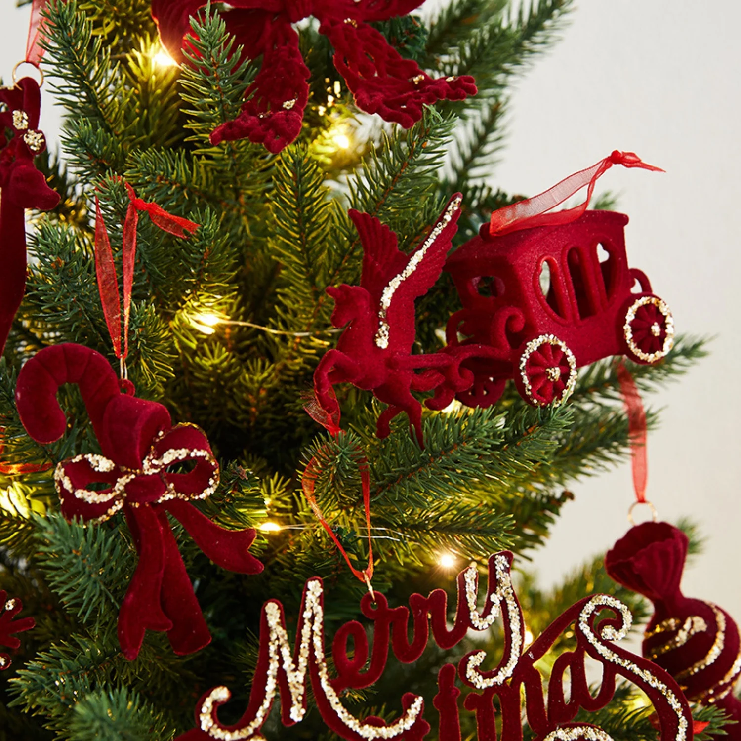 

DIY Christmas Tree Decoration Red Pile Coating Christmas Element Pendant 2025 Navidad New Year Xmas Eve Home Party Decorations