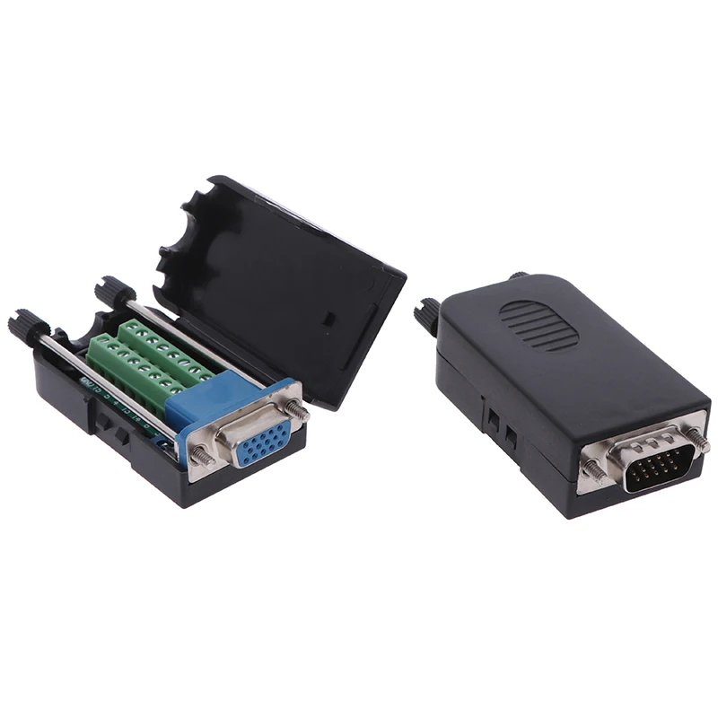 D-SUB DB15 VGA Male 3 Rows 15 Pin Plug Breakout Terminals Connector