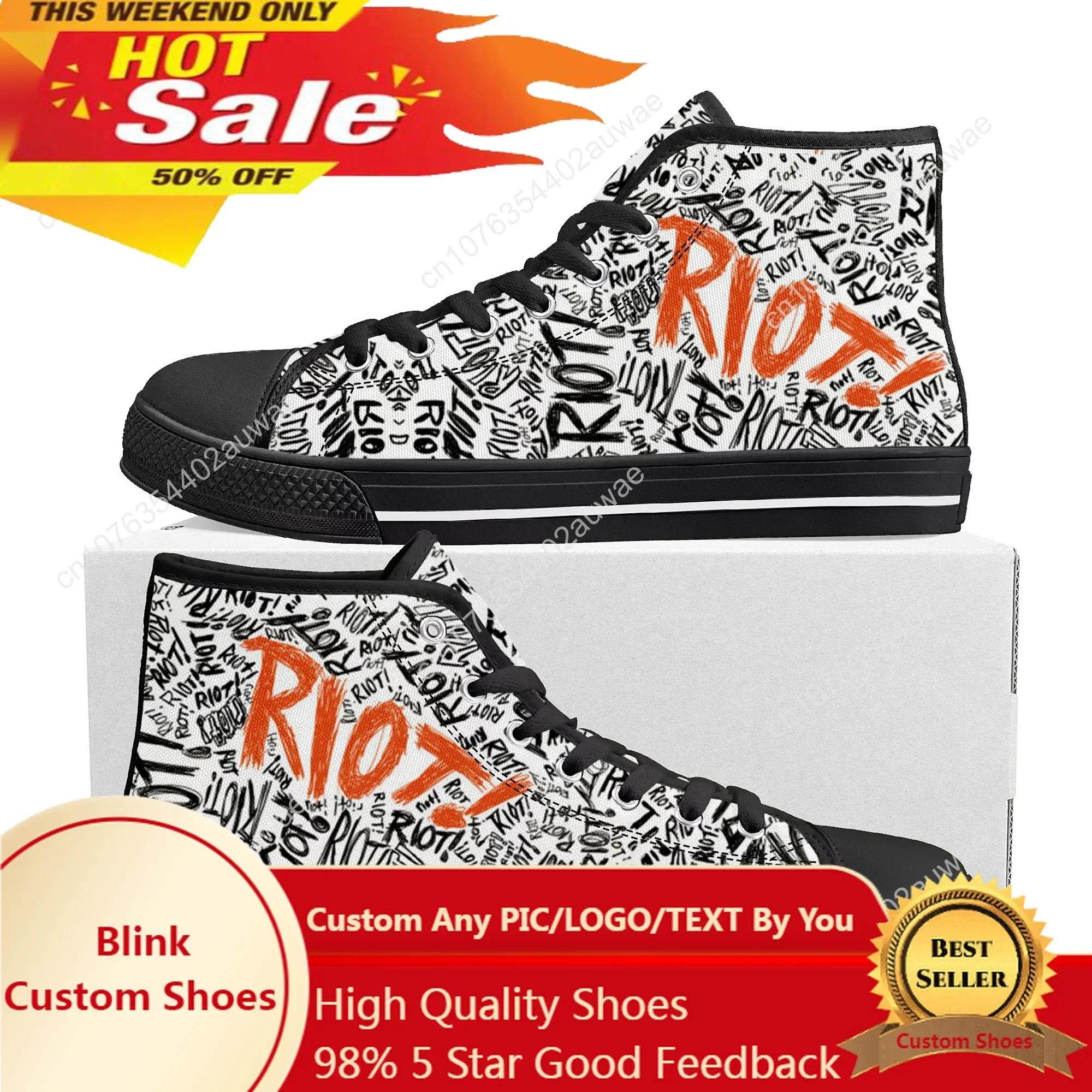 

Paramore Rock Band Pop High Top High Quality Sneakers Men Women Teenager Canvas Sneaker Casual Couple Shoes Black
