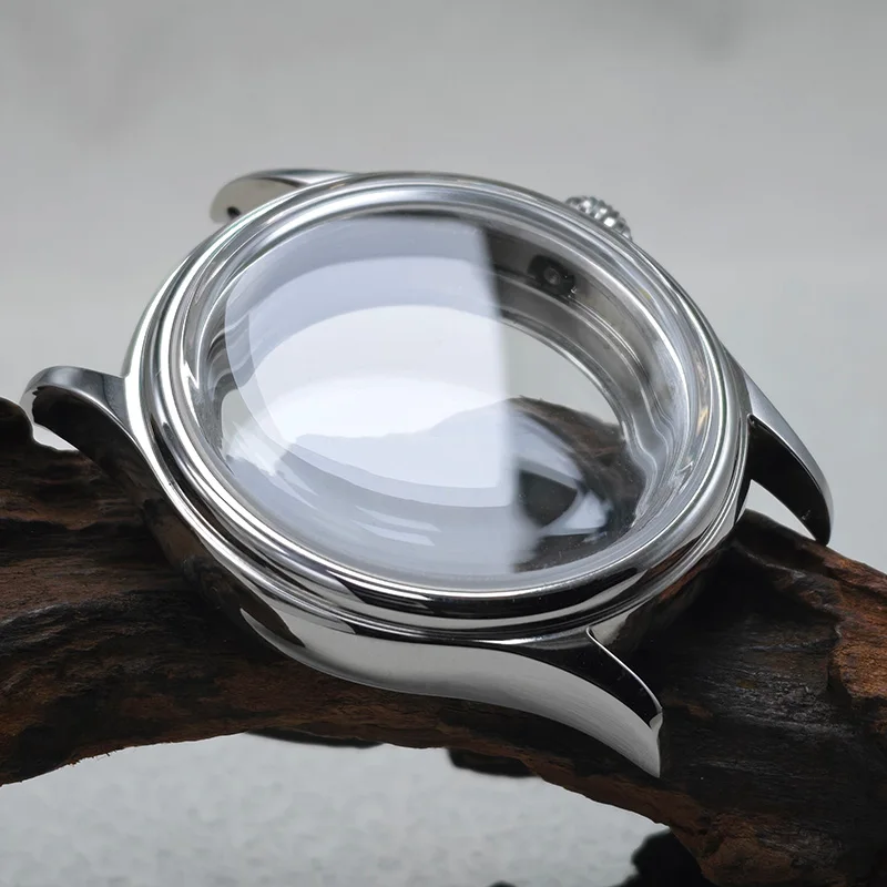 38MM NH35 Watch Case Silver Shiny Stainless Steel With Dome Watch Crystal Fits NH34 NH35 NH36 NH38 Movements Watch Mod Case image 4