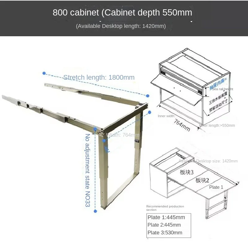 NEW Multi-Section Hidden Table Slideway Multi-functional Pulling Folding Dining Table Retractable Rail Flat Push With Feet Track