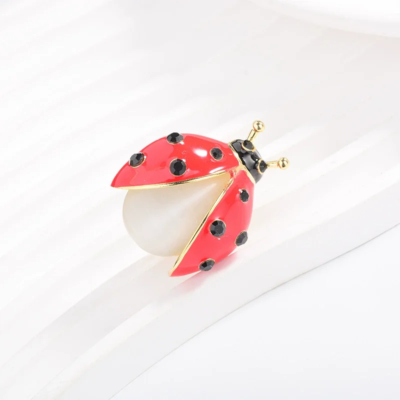 Cute Ladybug Brooches For Women Unisex Opal Red Enamel Beetle Insects Party Casual Brooch Pins Gifts