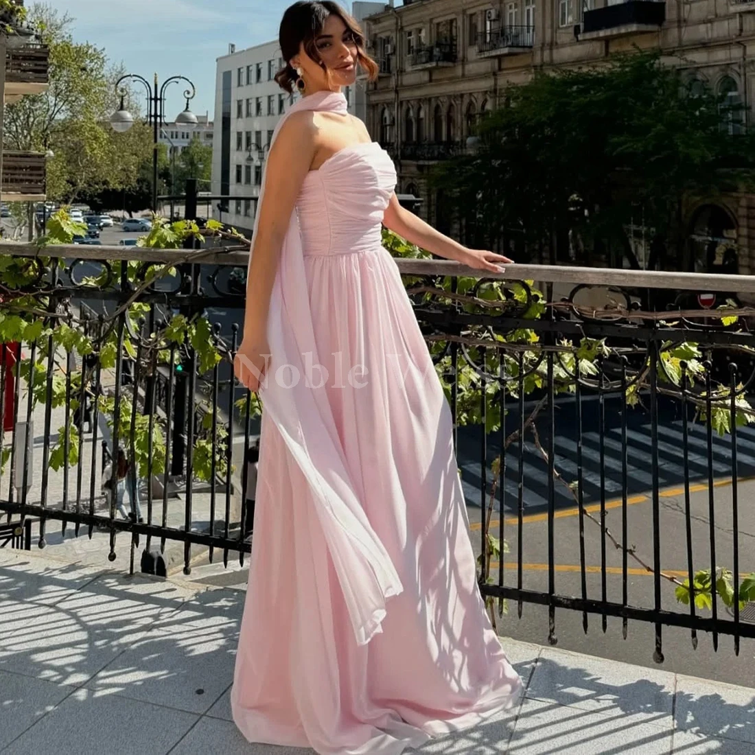 

Evening Dress Strapless A Line Pleated Prom Party Dress Customize