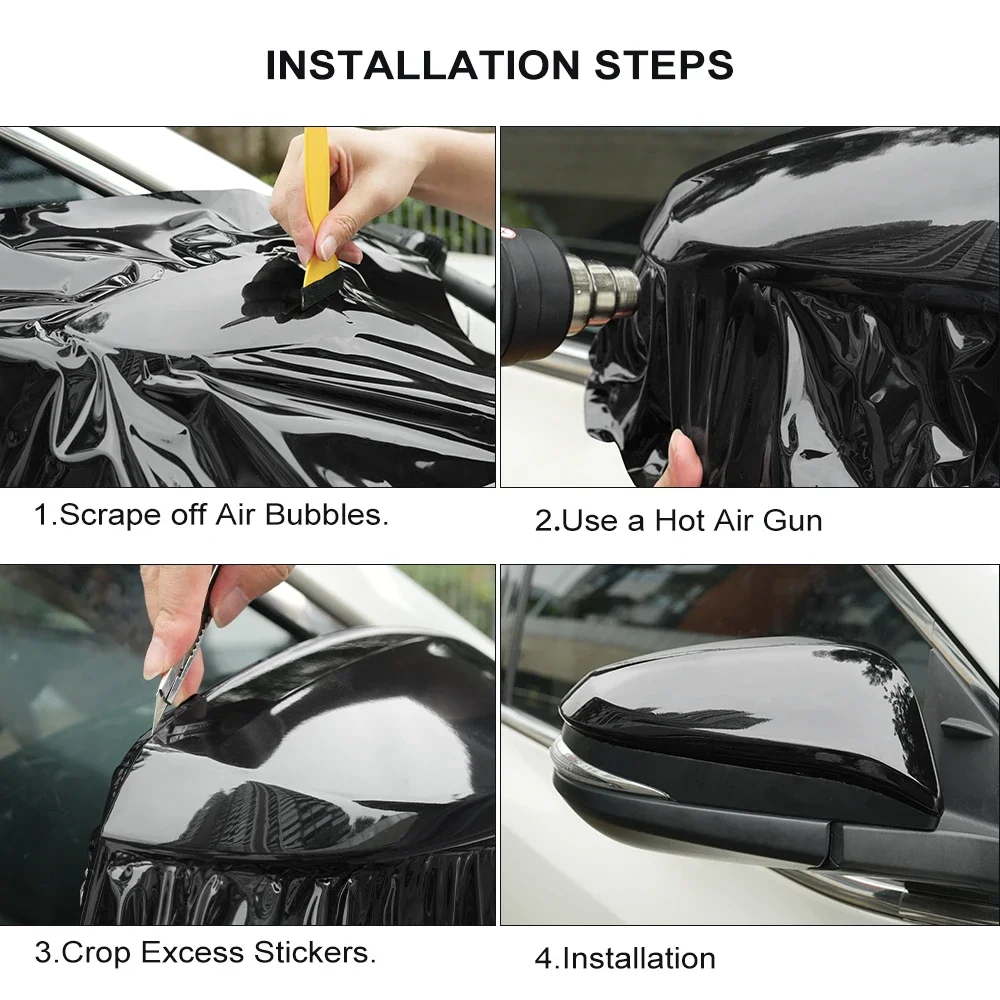 Glossy Black Car Vinyl Wrap Film Personalization Waterproof PVC Car Decoration PET Decal Motorcycle Auto Body Protective Film image 6