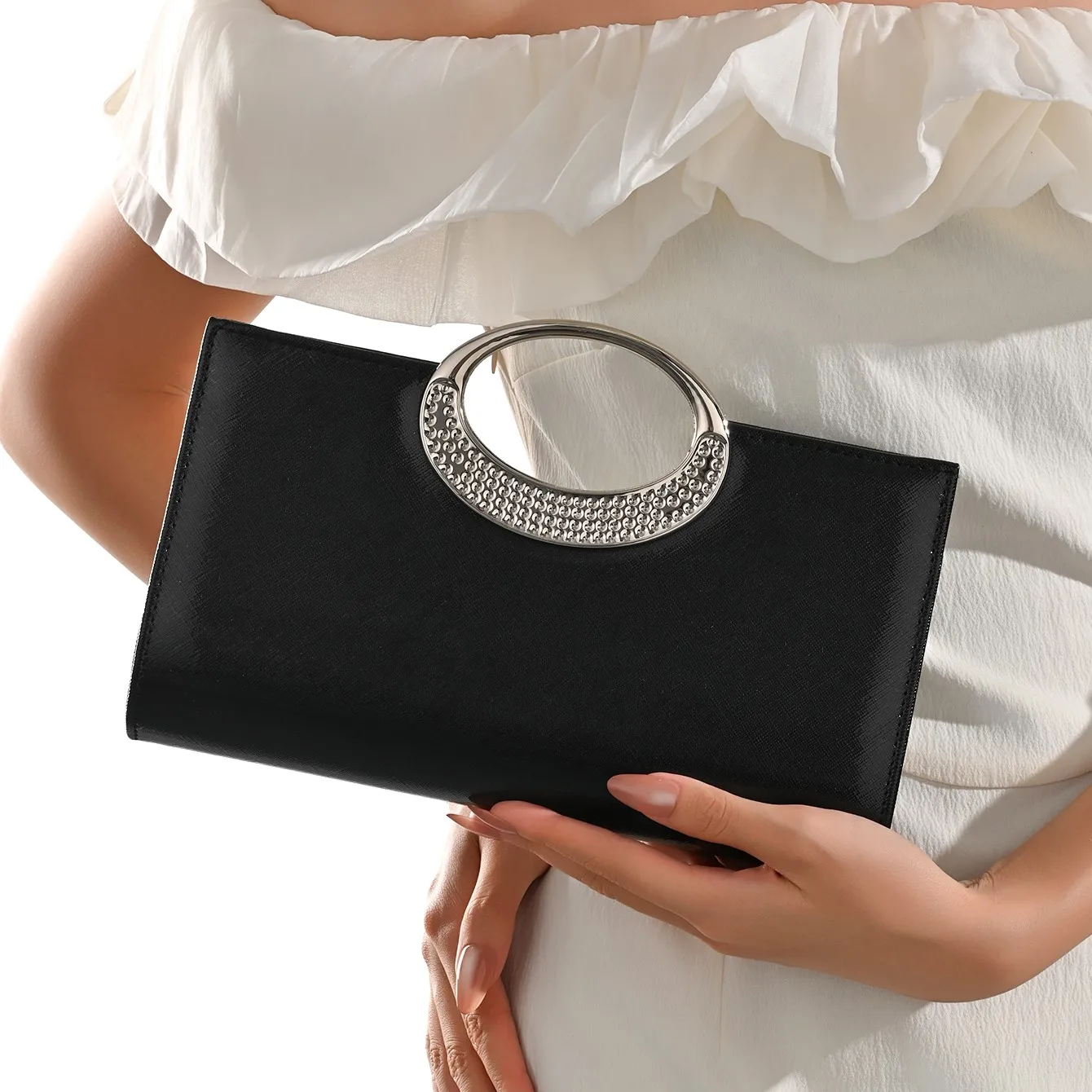 Women's Crystal Oval Handle Glitter Clutch for Women for Evening Occasions, Parties, Weddings, Cocktails, Proms, etc view 5
