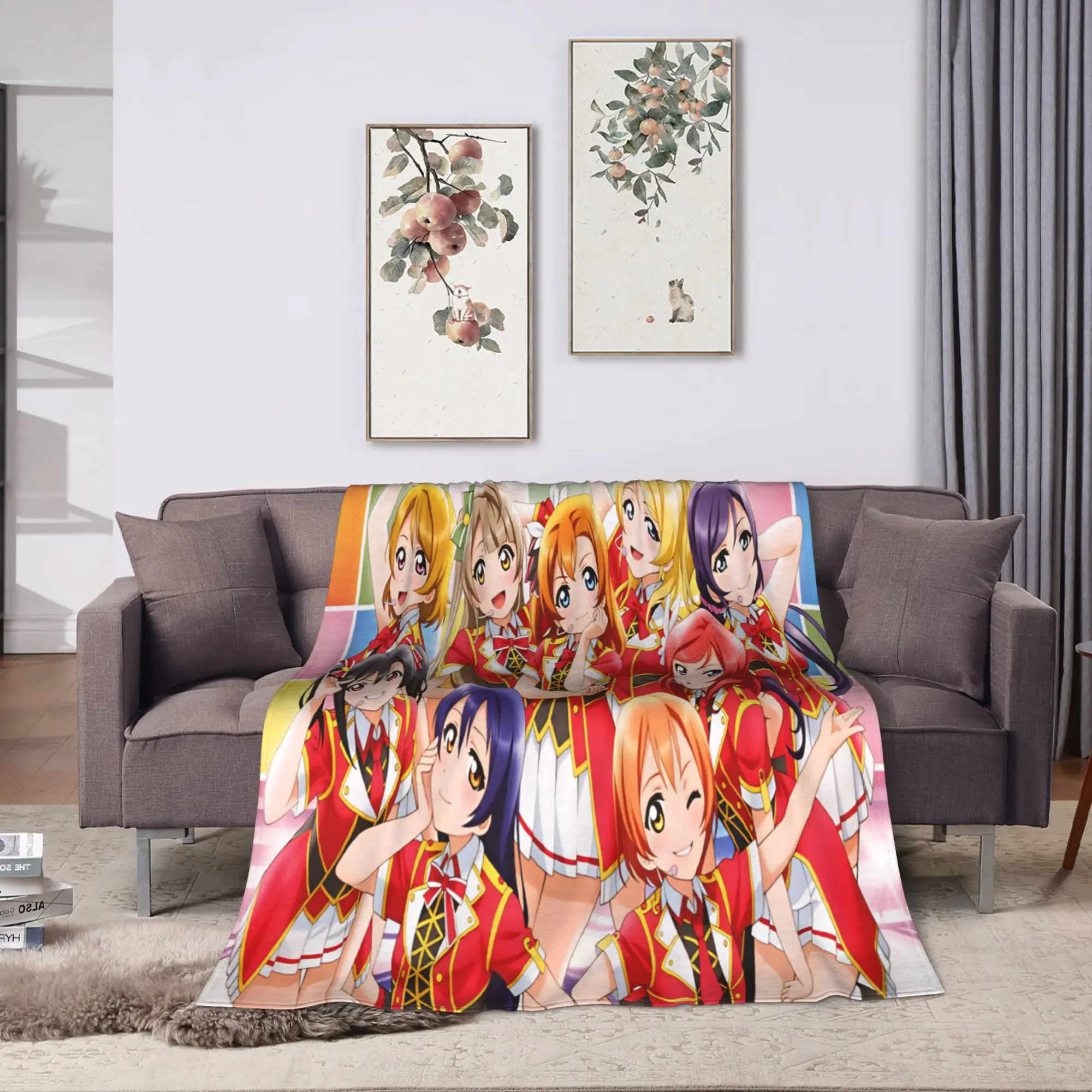 Love Live!  Flannel Blankets  Soft Durable Bedding Throws for Living Room Camping Pattern Bedspread Sofa Bed Cover