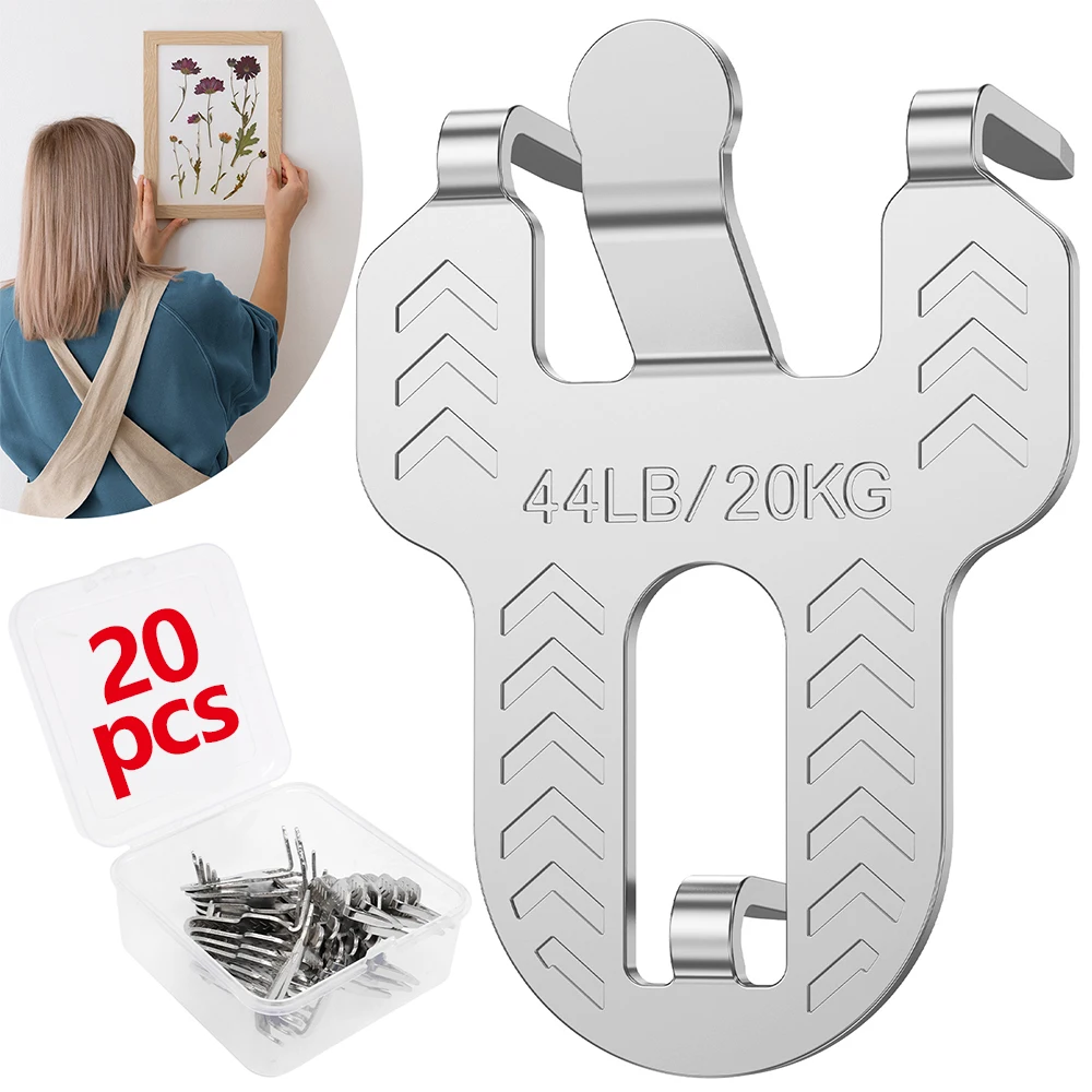 20 Stück Metall-Bilderaufhänger mit Klauen, 44lb Trockenbau-Wandhaken-Set, wiederverwendbare, hochbelastbare Wandhaken für Kunstwerke und Rahmen