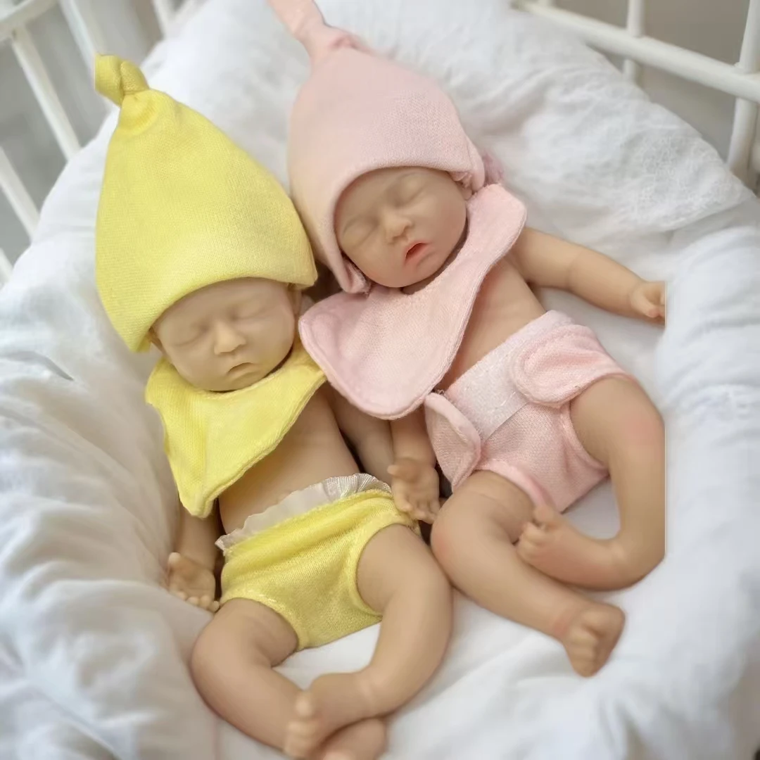 1 Uds./15cm lavable Mini palma de cuerpo completo de silicona muñeca Reborn niña y niño con boca abierta muñeca Reborn de tacto suave