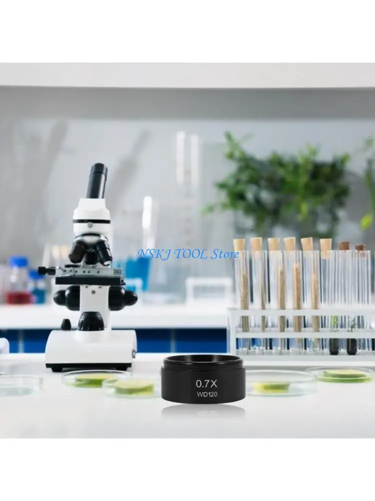 

L8RC WD120 0.7X Trinocular Stereo Microscope Auxiliary Objective Lens 48mm Thread Barlow Lens Replacement Biology Education