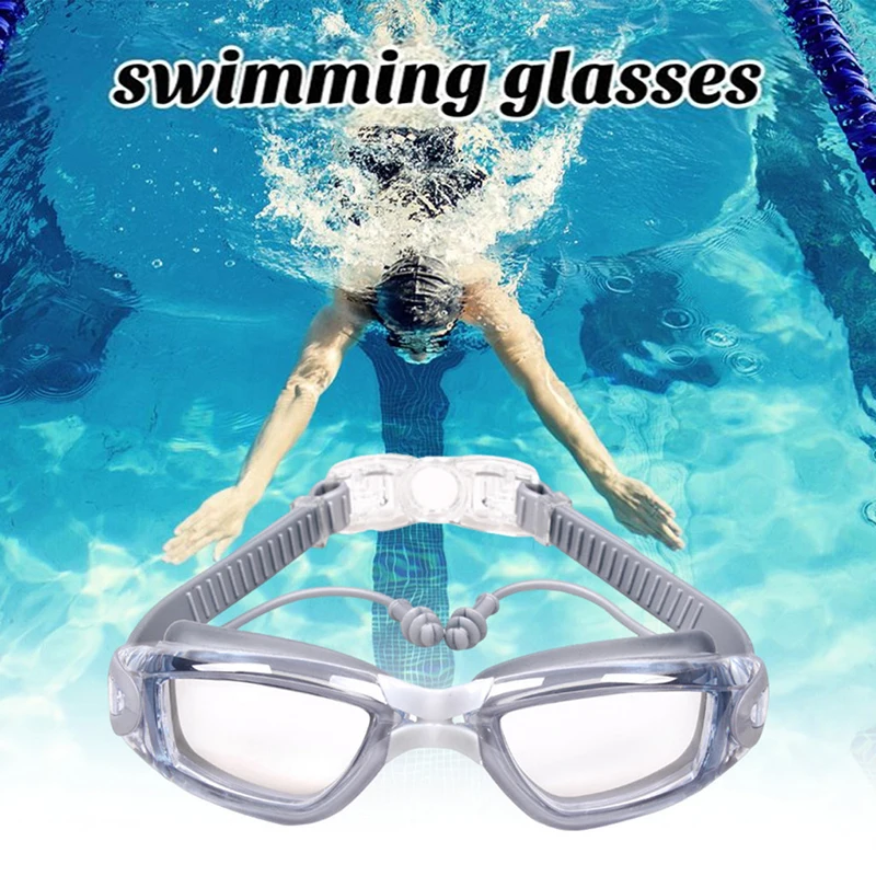 Professional Swimming Goggles With Earplugs Adult Anti-Fog Swim Glasses Silicone Leak Proof Adjustable UV Protect Eyewear Unisex