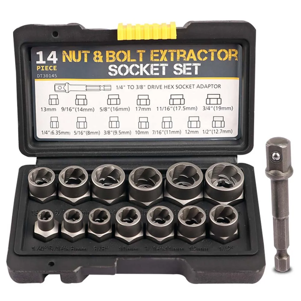 

14Pcs Damaged Nut Bolt Remover Multiple Sizes Mechanics Equipment Tool Extractor Threading Hand Tool Kit For Home Easy Operation