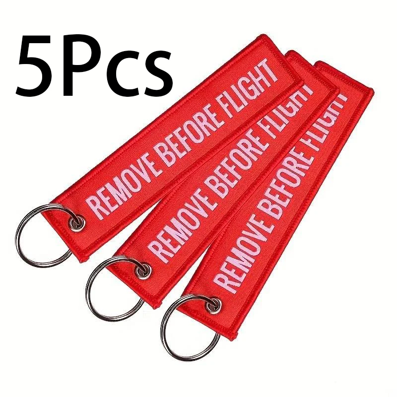 

5 Pcs I Love To Fly Keychains REMOVE BEFORE FLIGHT Embroidery Keychain