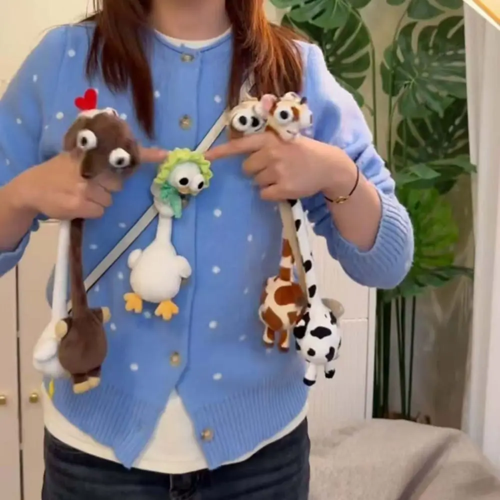 

Забавный плюшевый брелок-курица с длинной шеей, милый белый жираф-подвеска для сумки, креативный подарок, 40 см