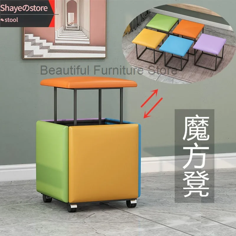 

5 in 1 Sofa Stool Living Room Home Furniture Cube Combination Fold Stool Iron Multifunctional storage stools Chair ottoman