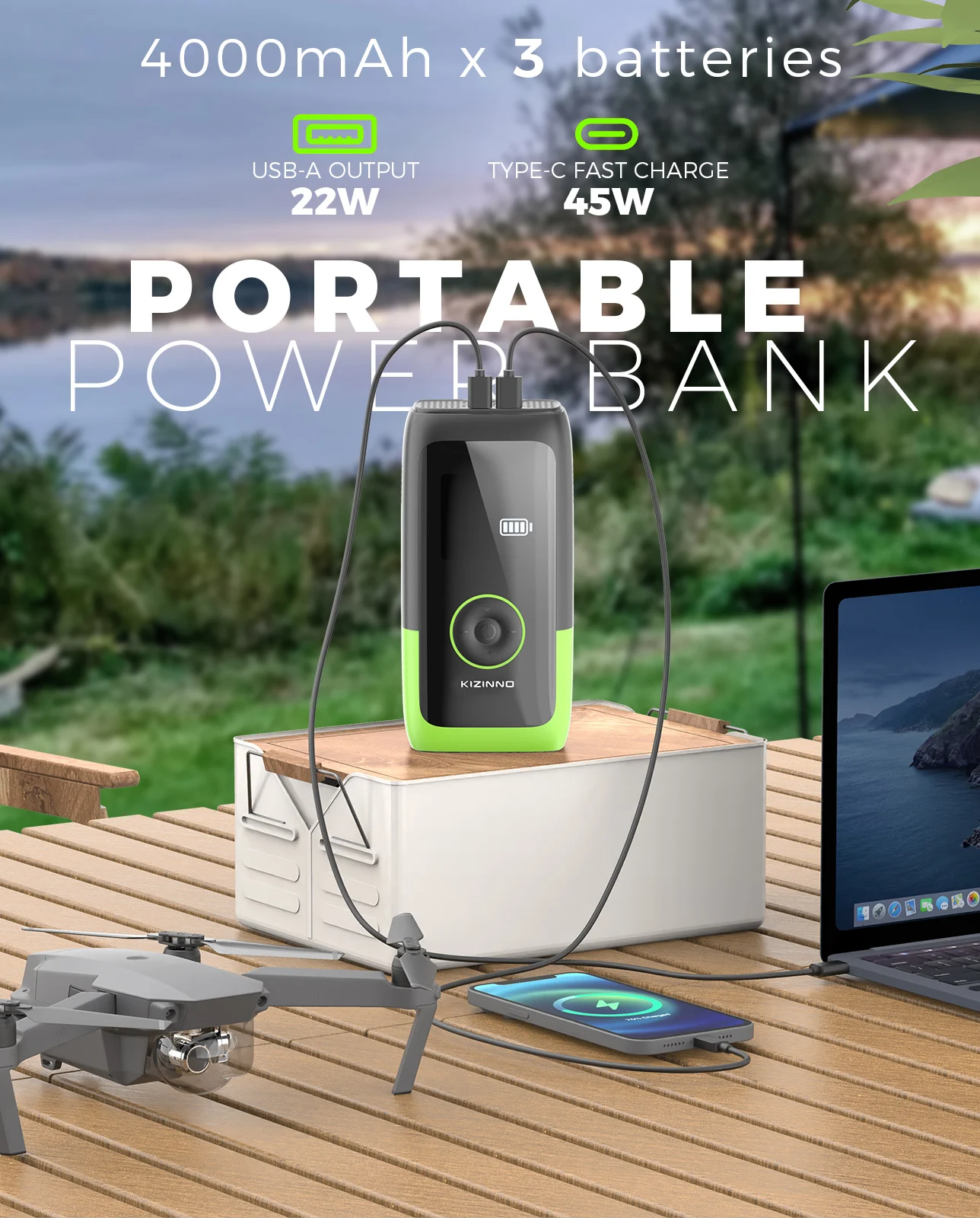 Bomba de aire portátil de alta resistencia, 150 PSI, inflador de neumáticos eléctrico e inalámbrico, manómetro digital, compresor con función de parada automática inteligente, 12000 mAh.