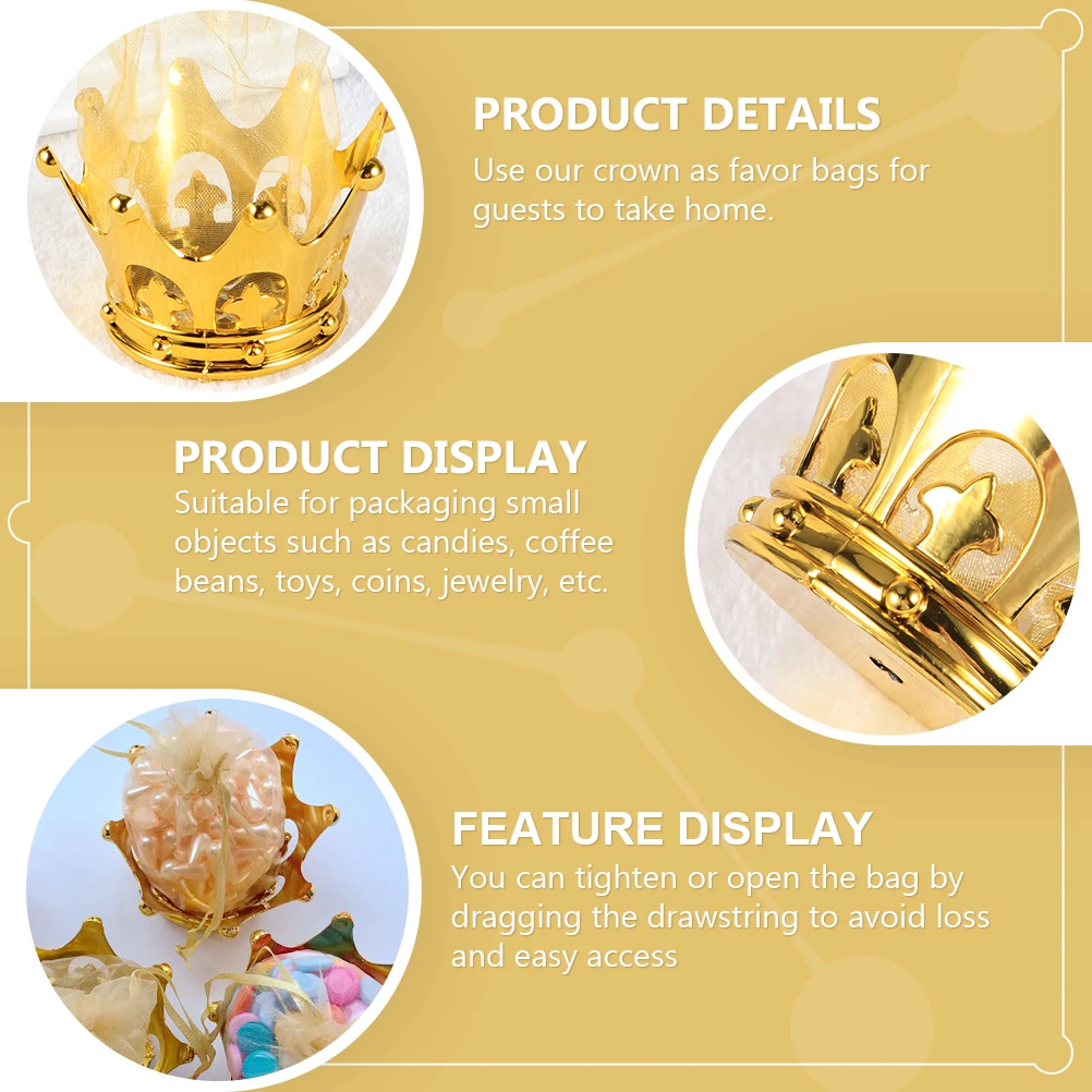

15 Pcs Crown Party Favor Bag Cajas De Dulces Decorations Candy Bags for Wedding Buffet Boxes Favors The Gift Para