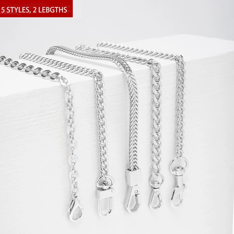 

60/110CM Sliver Bag Chain Metal Strap Chain Accessories Underarm Crossbody Replacement Chains Shoulder Straps For Women's Bag