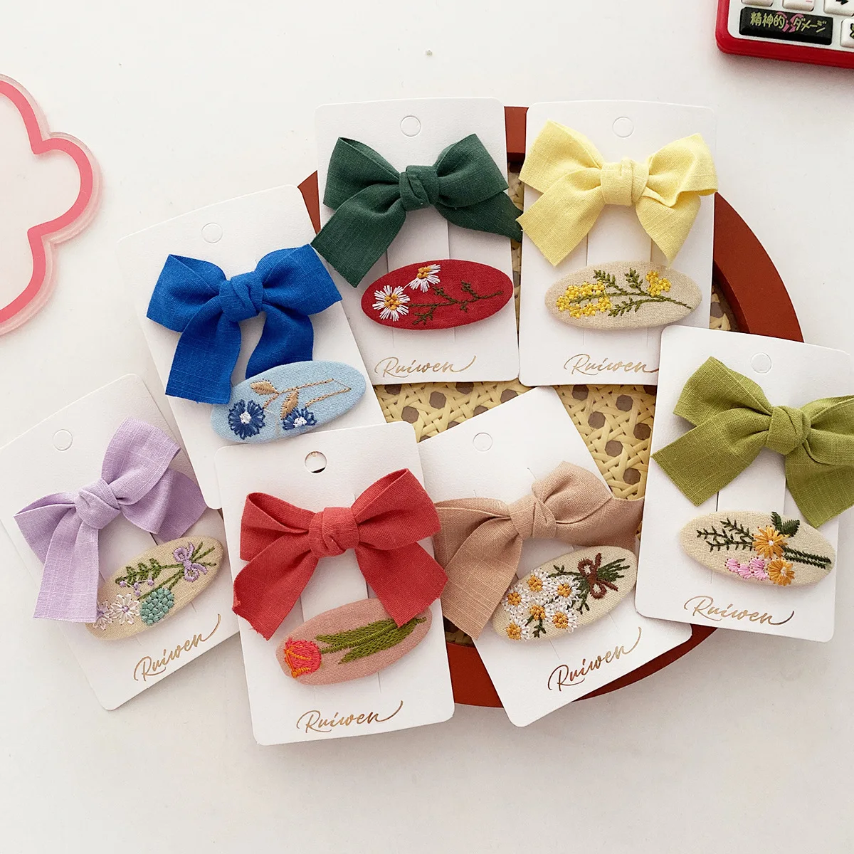 2 Buah/Set Jepit Rambut Bayi Ikatan Simpul Bunga Lucu Jepit Rambut Anak Perempuan Bayi Rajutan Manis Hiasan Rambut Jepit Rambut Anak Print Bunga