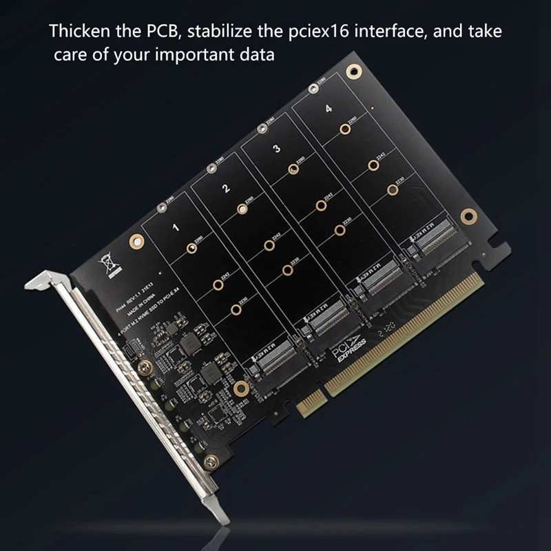 PCIE to NVME 4 Bay M2 M Key Type SSD to PCIE16X Expansion Card Adapter Car-TCES