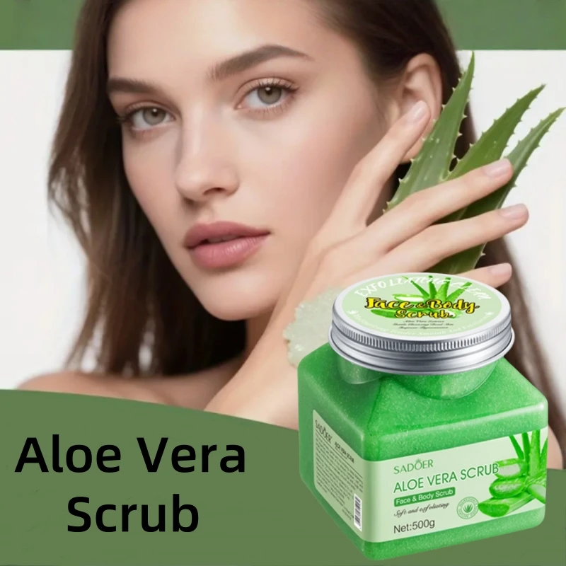 

500g Aloe Vera Exfoliating and Purifying Scrub, Rich in Aloe Vera Extract, Unforward Skin, Fresh Fragrance, Long-Lasting Fragrance, Ice Cream Texture, Refreshing Skin Tactile, Rub Texture with Delicate Scrub Particles Can Effectively Deeply Clean the Skin