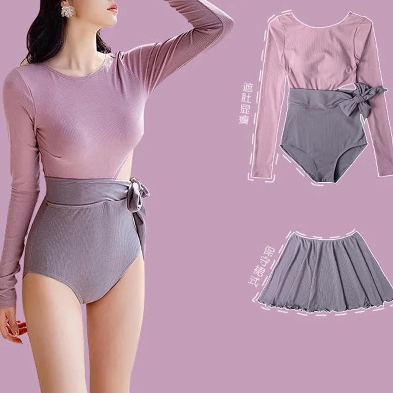 Traje de baño de dos piezas con falda, traje de baño con cuello redondo, cintura Sexy, corte ajustado, estilo playero, moda de verano, novedad de 2023