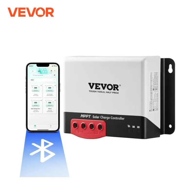 VEVOR Controlador de Carga Solar MPPT 12 V/24 V Auto CC Regulador de Carga del Panel Solar 30A Módulo Bluetooth 98% de Eficiencia de Carga para