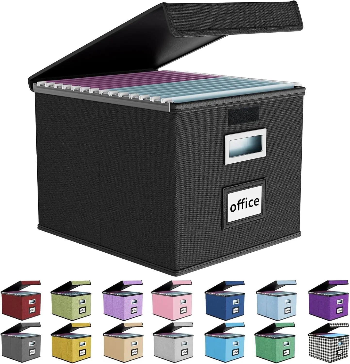 

Складной органайзер для документов с крышкой, пластиковый контейнер для подвесных папок формата Letter, решение для хранения в офисе (черный)