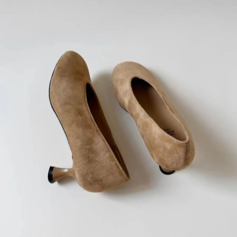 

Women High Heels Loafers Shoes Designer New Shallow Shoes 2026 Autumn Elegant Pumps Suede Dress Shoes Walking Comfort Zapatos