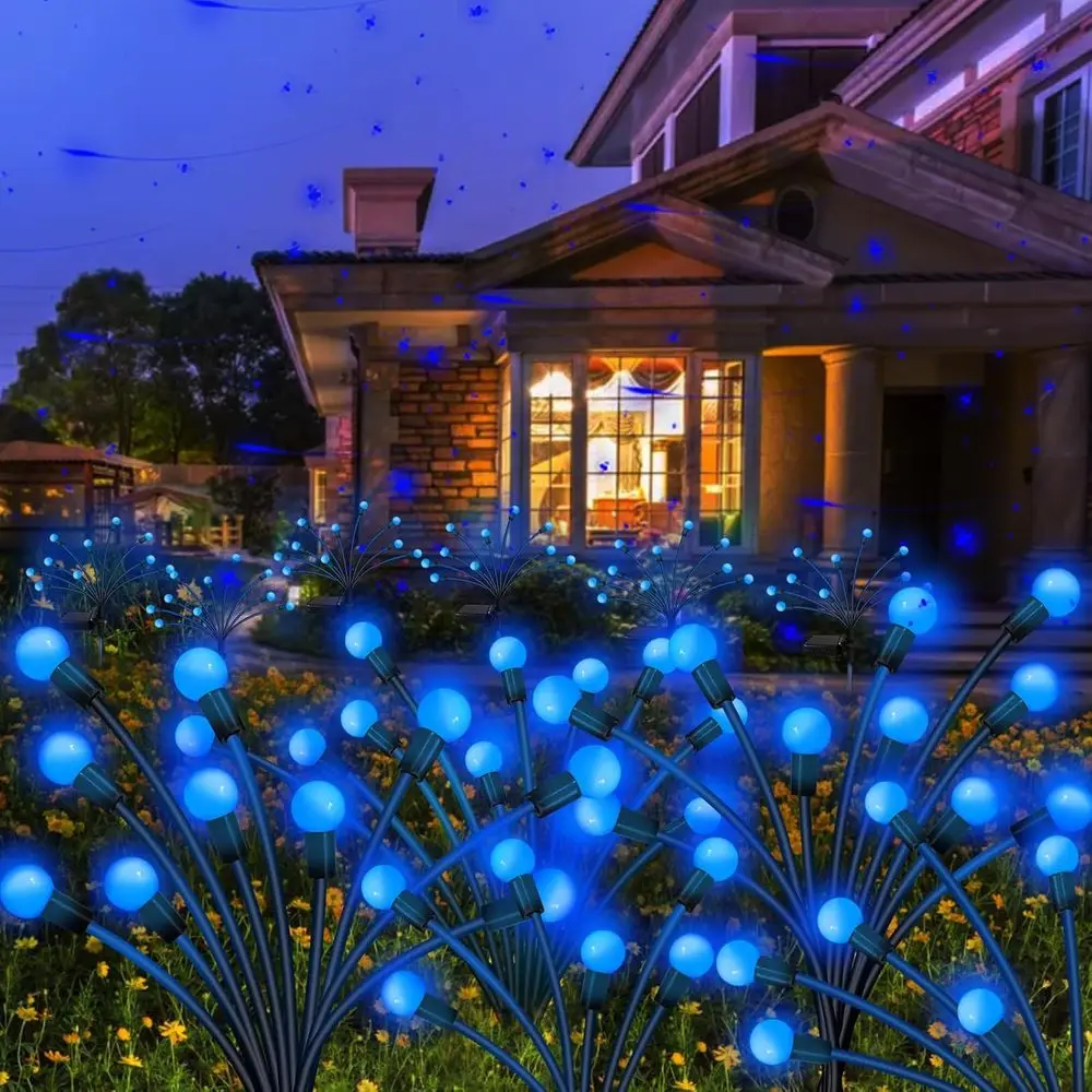 

10-Pack 80 LED Blue Fairy Lights Waterproof, Outdoor Wind Swaying for Yard, Patio, Garden, and Planter Decorations