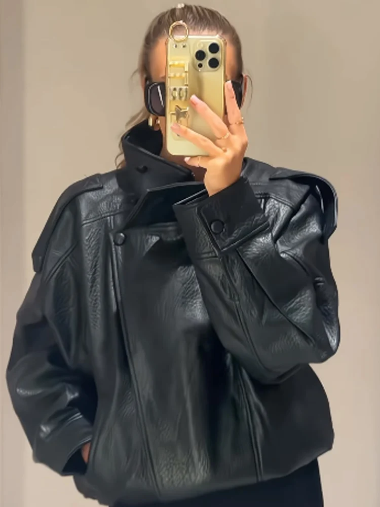여성용 재킷 인조 가죽 재킷 블랙 여성용 데미 시즌 재킷 2025 가을 코트 아우터 윈드브레이커 y2k 코트 여성용