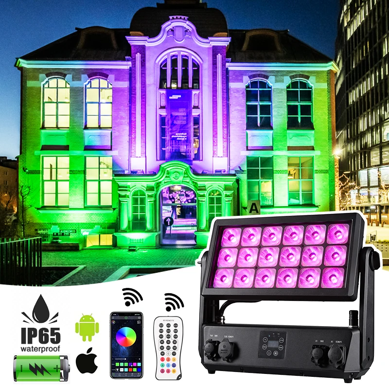 18PCS 20W City Color Light Full Color Ip65 Waterproof High Building Wash Flood Light Led City Color Stage Light
