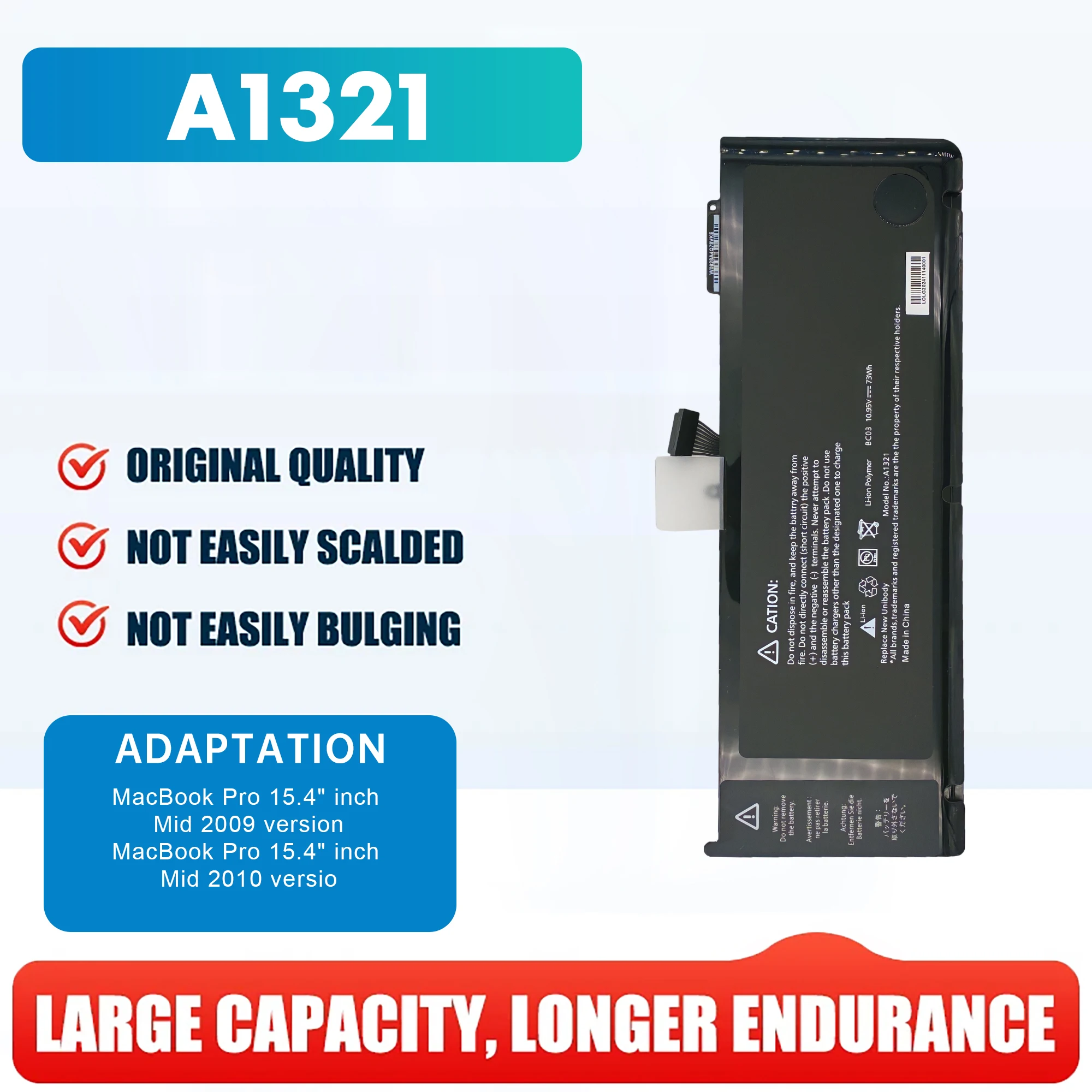 Batería A1321 para APPLE MacBook Pro 15 "A1286 2009 2010 020-6380-A MC118LL/A MC372 MC371 MB985 MB986LL/A entrega rápida