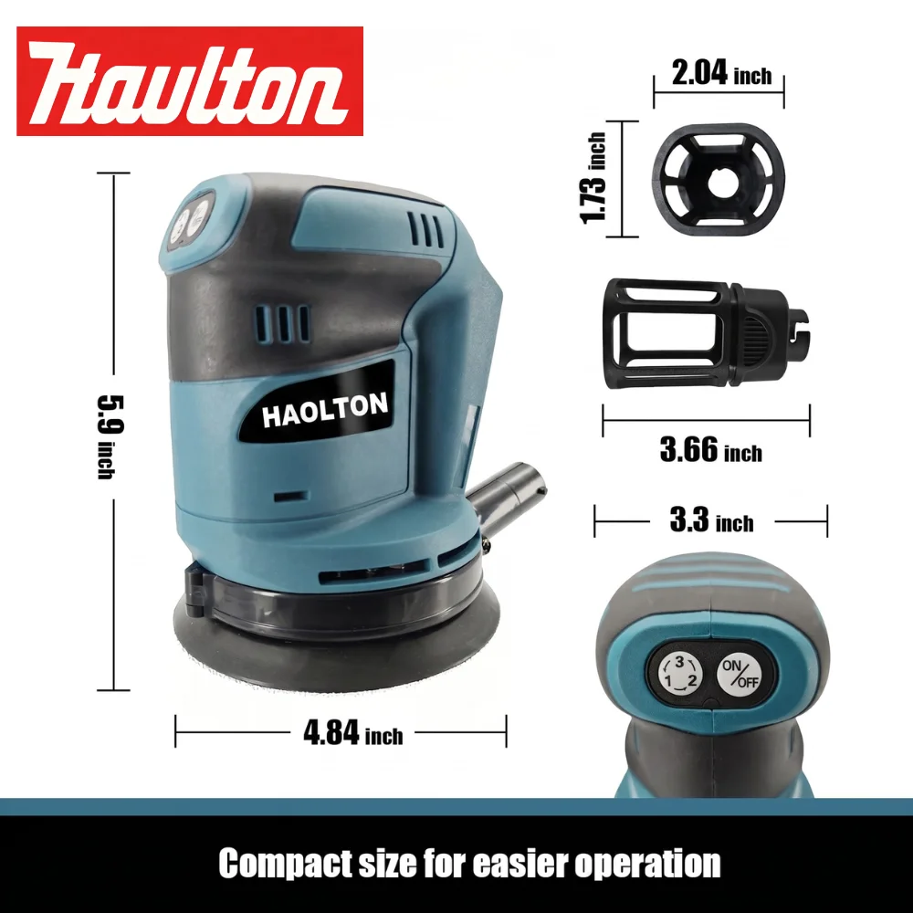 Makita style Haolton DBO180Z Cordless Random Orbital Sander Woodworking Putty Polishing Tool Kit for DIY Professional Use System