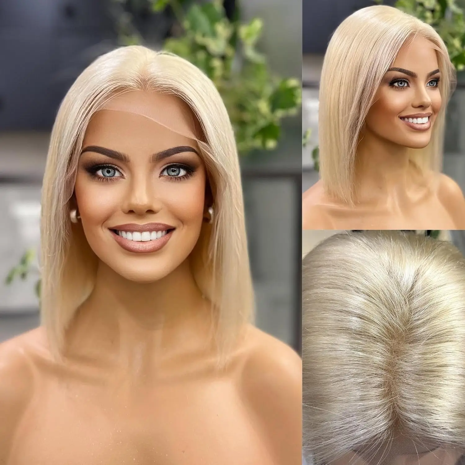 Peluca Bob corta rubia 613, pelucas de cabello humano con encaje Frontal transparente, peluca Frontal de encaje de corte de color recta 13X4 13x6 5x5