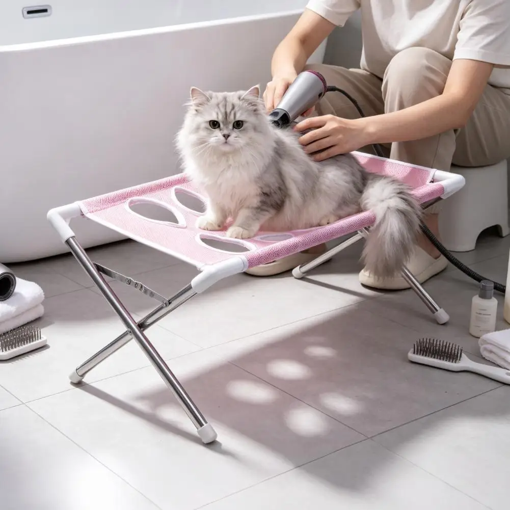 Foldable Pet Bathing Stand Dog Grooming Hammock Dog Cat Nail Trimming Helper Mesh Bathing Drying Table For Small Pets Supplies