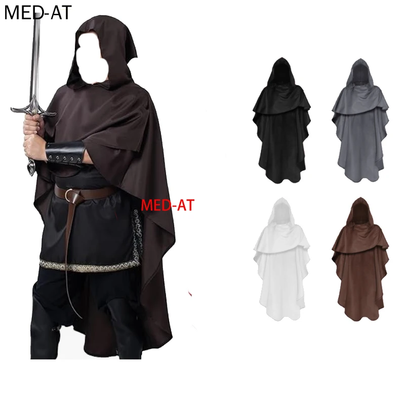 

Medieval Renaissance Cloak Vintage Cape Retro Knight Witches Wizards Cloak Cosplay Warror Hood Capelet Costume