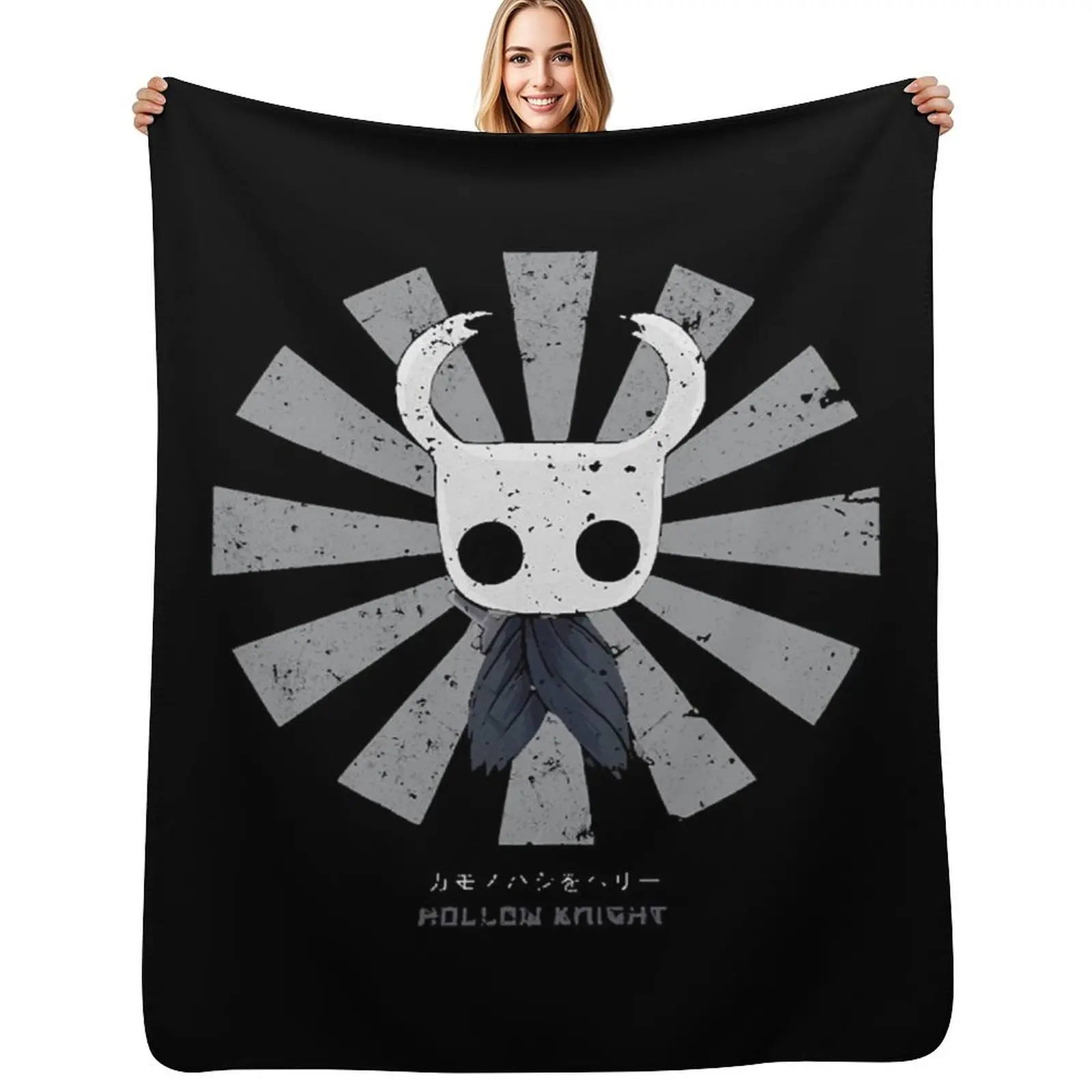 Hollow Knight Retro Japanese T-Shirt Throw Blanket Lightweight Warm Blanket for Indoor Outdoor Use