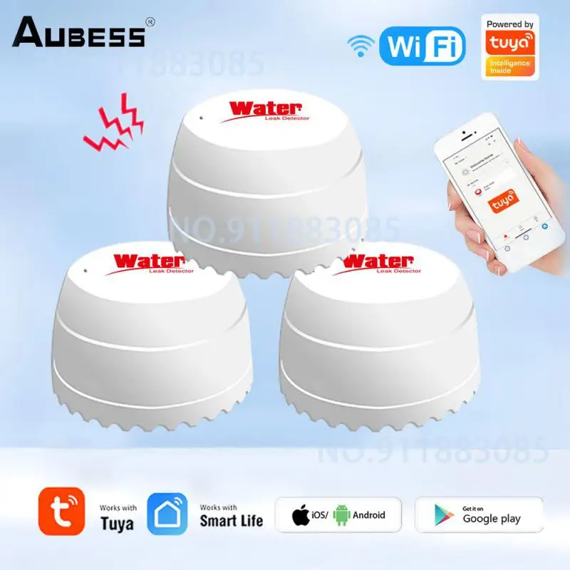 WiFi Tuya Water Leak Detector Leakage Flood Immersion Sensor Smart Life App Remote Monitoring Home Security Sound Alarm System